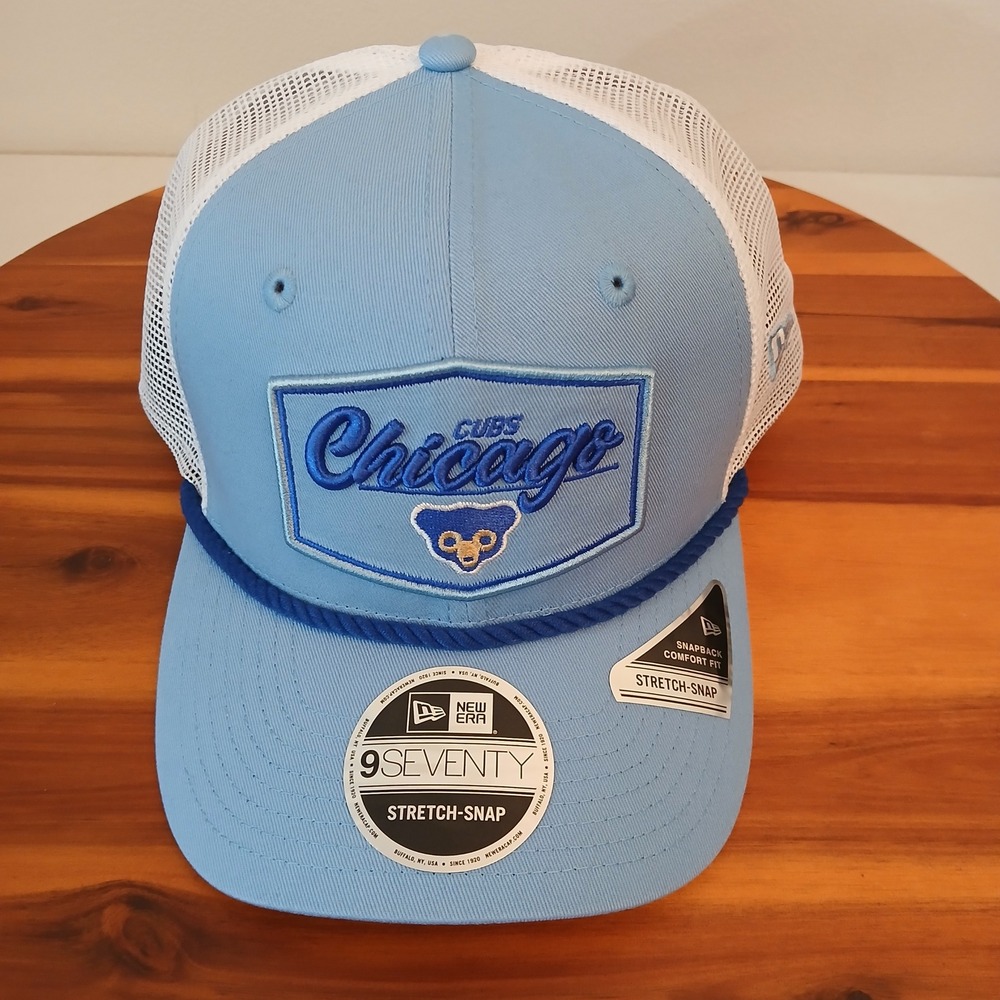 Chicago Cubs Hat Cap Snapback New Era 9SEVENTY Stretch-Snap Trucker Blue Mesh